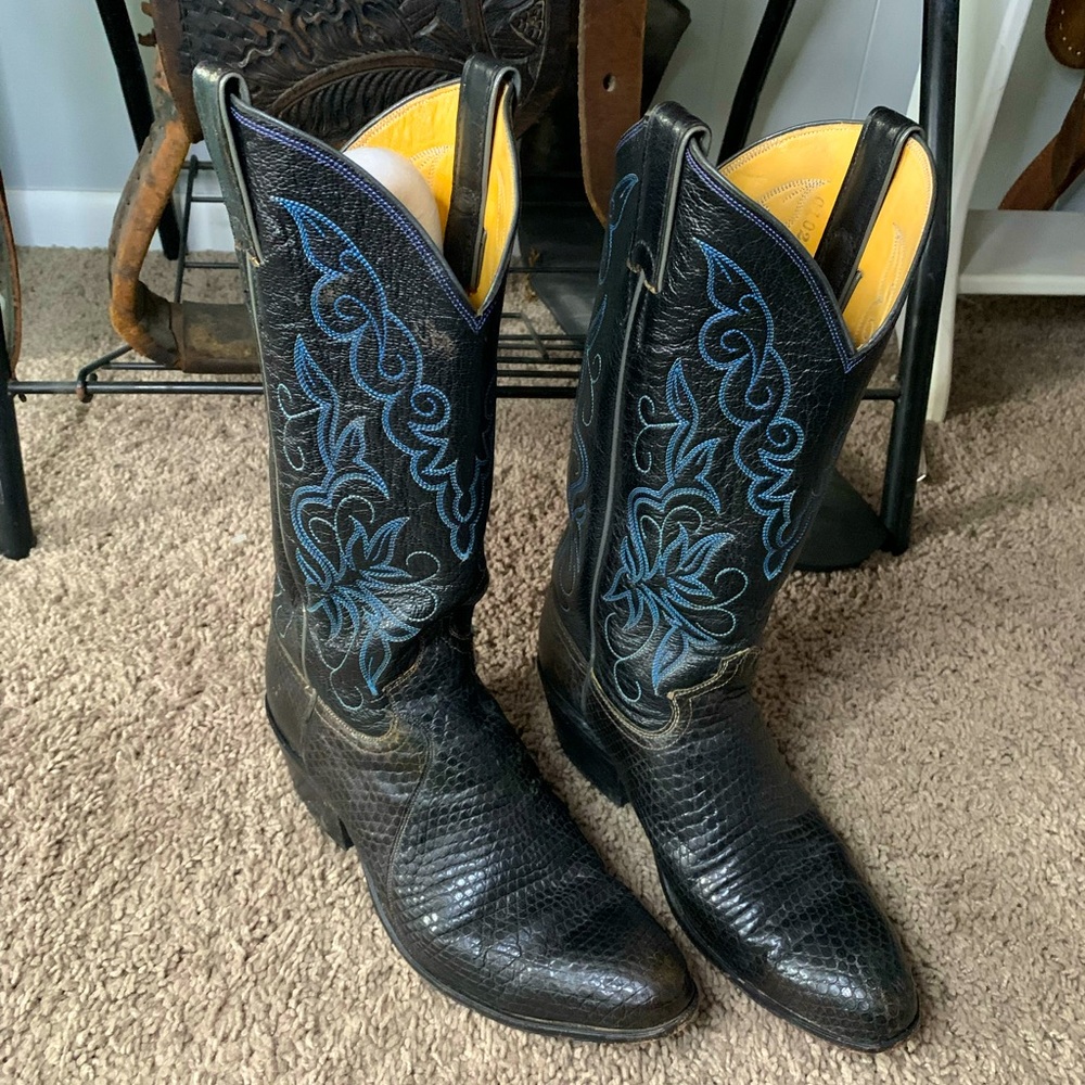 Vintage Justin Snakeskin Cowboy Boots